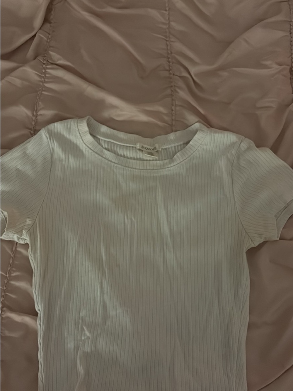 Bozzolo Cream Ribbed Short Sleeve Tee